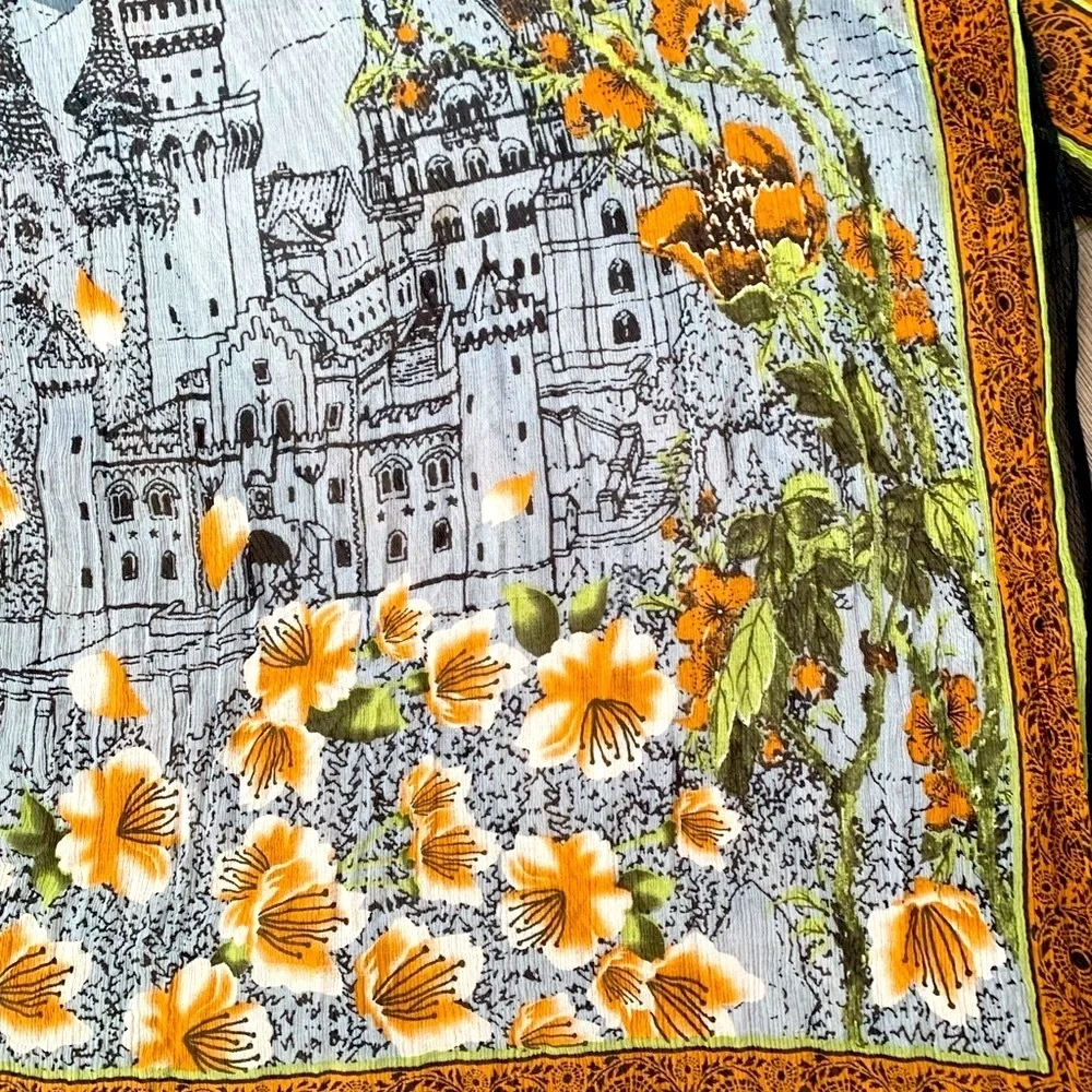 Floral and Cityscape Scarf